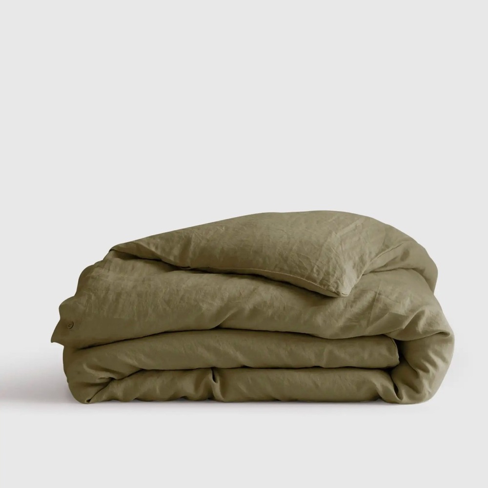 NEW Quince King / Cal King Aloe European Linen Duvet Cover